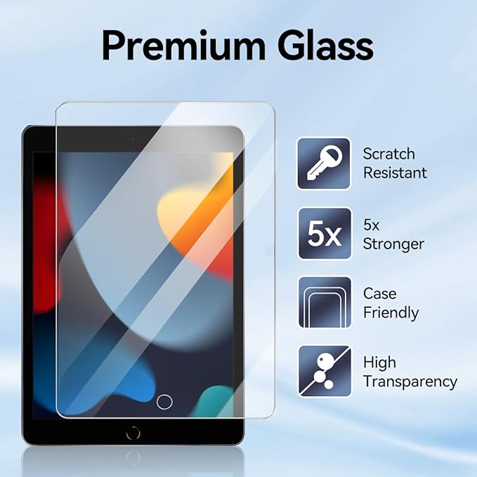 9H Tempered Glass Screen Protector for Apple iPad 10.2-inch (7th / 8th / 9th Gen) - 3 9H Tempered Glass Screen Protector for Apple iPad 10.2-inch (7th / 8th / 9th Gen) - 3